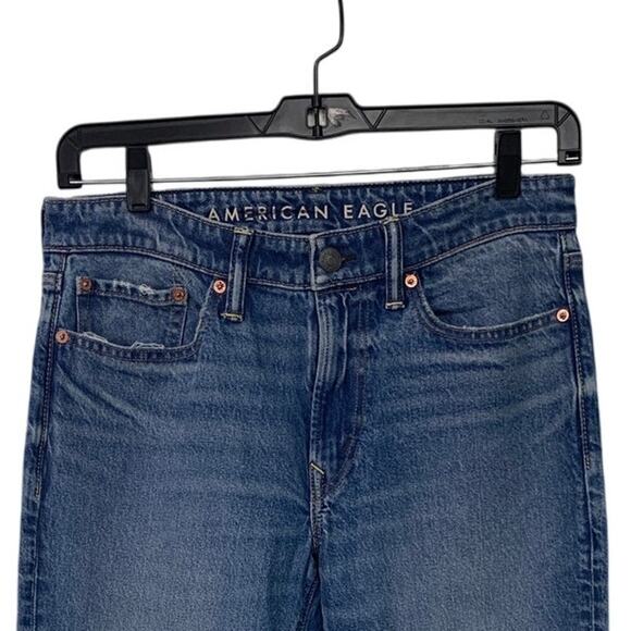 New American Eagle Womens Size 10 Cotton Blend Slim Straight Denim Blue Jeans - Picture 2 of 6